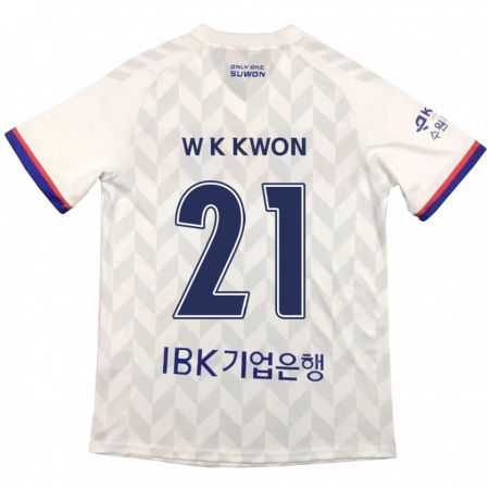 Kandiny Niño Camiseta Kyung-Won Kwon #21 Blanco Azul 2ª Equipación 2024/25 La Camisa Chile