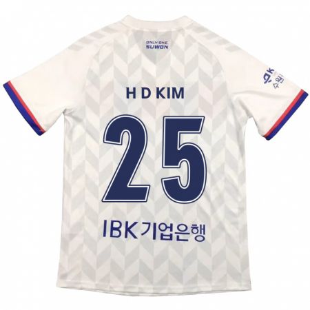 Kandiny Niño Camiseta Dae-Hyun Kim #25 Blanco Azul 2ª Equipación 2024/25 La Camisa Chile