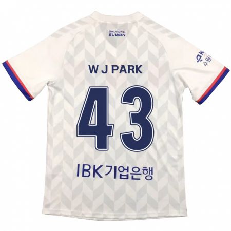 Kandiny Niño Camiseta Jin-Woo Park #43 Blanco Azul 2ª Equipación 2024/25 La Camisa Chile