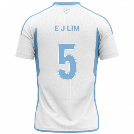 Kandiny Niño Camiseta Jong-Eun Lim #5 Blanco Azul 2ª Equipación 2024/25 La Camisa Chile