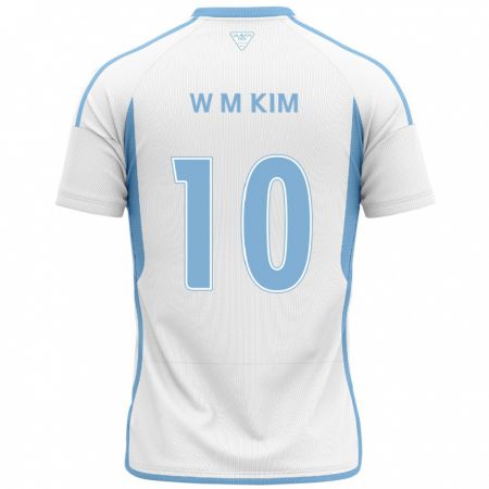 Kandiny Niño Camiseta Min-Woo Kim #10 Blanco Azul 2ª Equipación 2024/25 La Camisa Chile