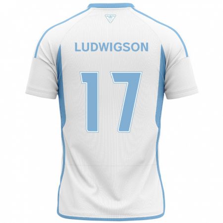 Kandiny Niño Camiseta Gustav Ludwigson #17 Blanco Azul 2ª Equipación 2024/25 La Camisa Chile