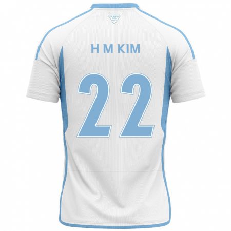 Kandiny Niño Camiseta Min-Hyuk Kim #22 Blanco Azul 2ª Equipación 2024/25 La Camisa Chile