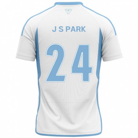 Kandiny Niño Camiseta Sang-Jun Park #24 Blanco Azul 2ª Equipación 2024/25 La Camisa Chile