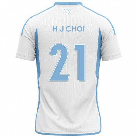 Kandiny Niño Camiseta Ju-Ho Choi #21 Blanco Azul 2ª Equipación 2024/25 La Camisa Chile