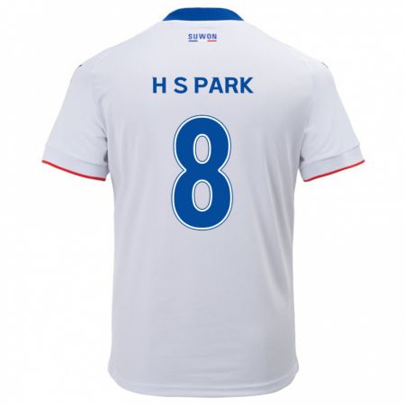 Kandiny Niño Camiseta Sang-Hyeok Park #8 Blanco Azul 2ª Equipación 2024/25 La Camisa Chile