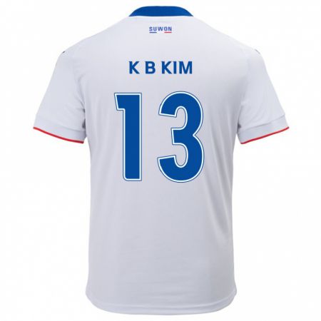 Kandiny Niño Camiseta Bo-Kyung Kim #13 Blanco Azul 2ª Equipación 2024/25 La Camisa Chile