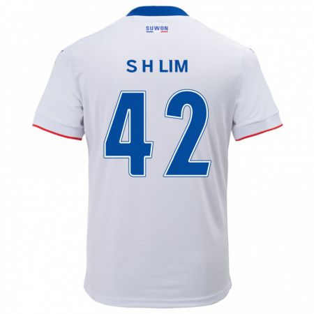 Kandiny Niño Camiseta Hyun-Sub Lim #42 Blanco Azul 2ª Equipación 2024/25 La Camisa Chile