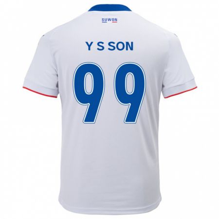 Kandiny Niño Camiseta Suk-Yong Son #99 Blanco Azul 2ª Equipación 2024/25 La Camisa Chile