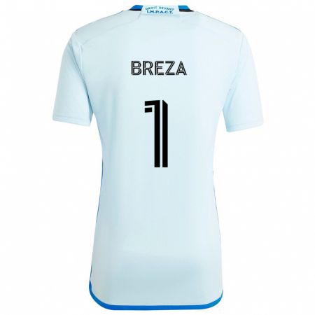 Kandiny Niño Camiseta Sebastian Breza #1 Azul Hielo 2ª Equipación 2024/25 La Camisa Chile