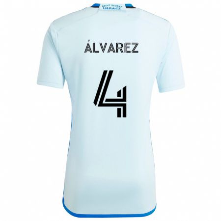 Kandiny Niño Camiseta Fernando Álvarez #4 Azul Hielo 2ª Equipación 2024/25 La Camisa Chile