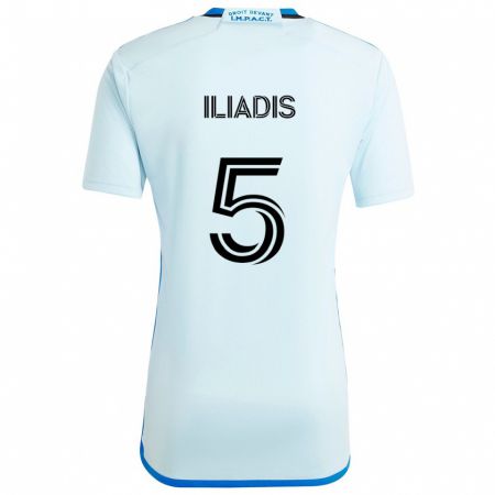 Kandiny Niño Camiseta Ilias Iliadis #5 Azul Hielo 2ª Equipación 2024/25 La Camisa Chile