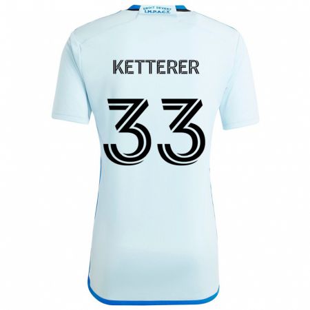 Kandiny Niño Camiseta Logan Ketterer #33 Azul Hielo 2ª Equipación 2024/25 La Camisa Chile