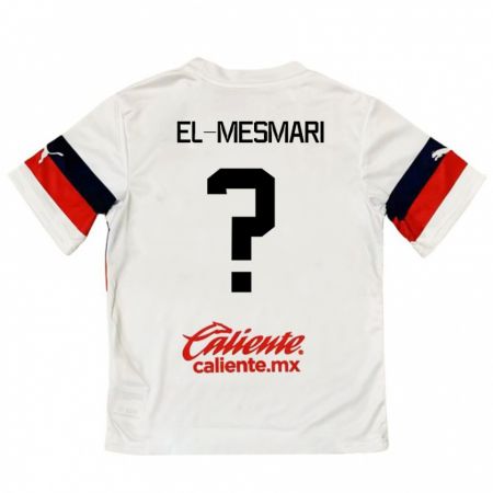 Kandiny Niño Camiseta Bruce El-Mesmari #0 Blanco Rojo 2ª Equipación 2024/25 La Camisa Chile