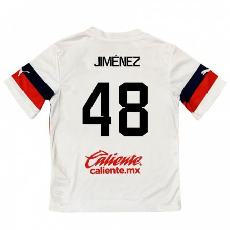 Kandiny Niño Camiseta Leonardo Jiménez #48 Blanco Rojo 2ª Equipación 2024/25 La Camisa Chile