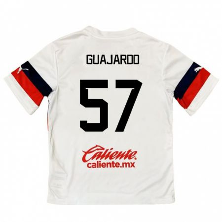 Kandiny Niño Camiseta Dylan Guajardo #57 Blanco Rojo 2ª Equipación 2024/25 La Camisa Chile