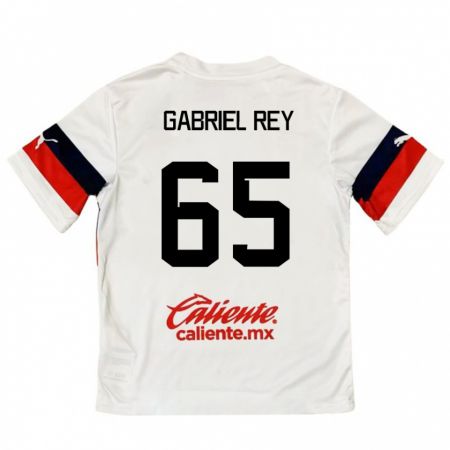 Kandiny Niño Camiseta Luis Gabriel Rey #65 Blanco Rojo 2ª Equipación 2024/25 La Camisa Chile