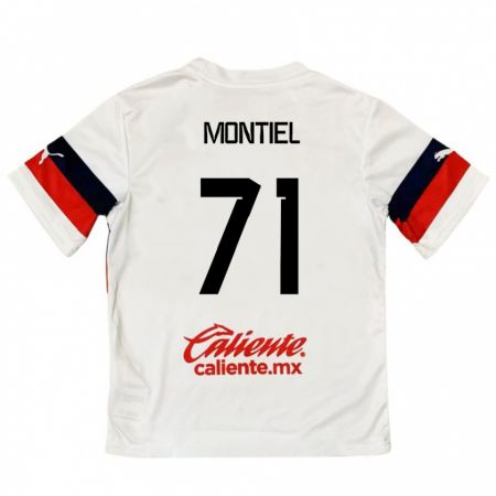 Kandiny Niño Camiseta Erick Montiel #71 Blanco Rojo 2ª Equipación 2024/25 La Camisa Chile