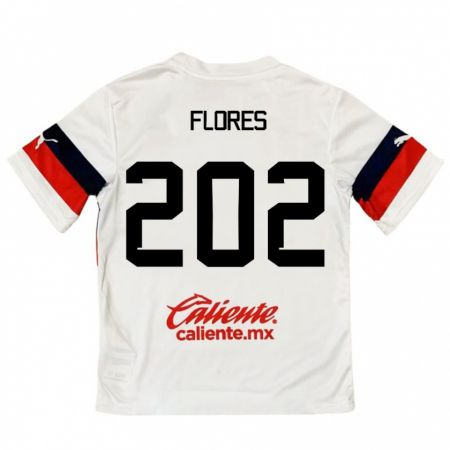 Kandiny Niño Camiseta Daniel Flores #202 Blanco Rojo 2ª Equipación 2024/25 La Camisa Chile