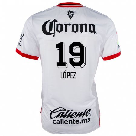 Kandiny Niño Camiseta Iván López #19 Blanco Rojo 2ª Equipación 2024/25 La Camisa Chile