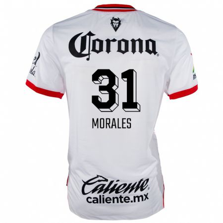 Kandiny Niño Camiseta Robert Morales #31 Blanco Rojo 2ª Equipación 2024/25 La Camisa Chile