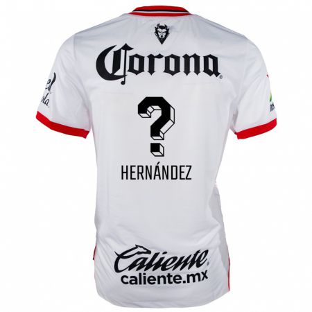 Kandiny Niño Camiseta Francisco Hernández #0 Blanco Rojo 2ª Equipación 2024/25 La Camisa Chile