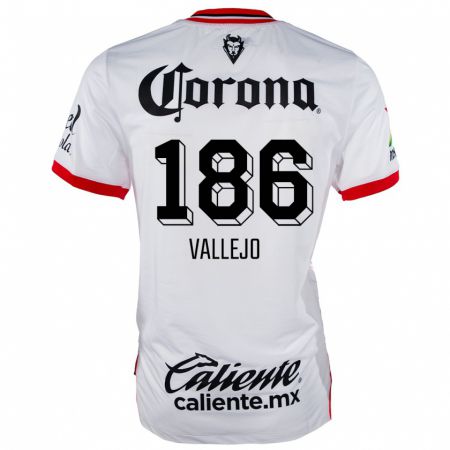 Kandiny Niño Camiseta Saúl Vallejo #186 Blanco Rojo 2ª Equipación 2024/25 La Camisa Chile