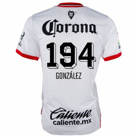 Kandiny Niño Camiseta Cristopher González #194 Blanco Rojo 2ª Equipación 2024/25 La Camisa Chile