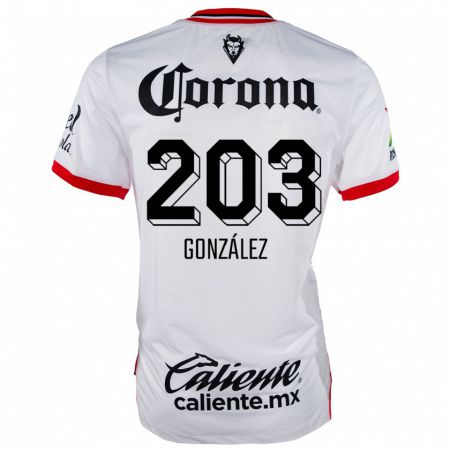 Kandiny Niño Camiseta Luis González #203 Blanco Rojo 2ª Equipación 2024/25 La Camisa Chile