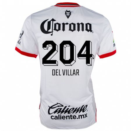 Kandiny Niño Camiseta Everardo Del Villar #204 Blanco Rojo 2ª Equipación 2024/25 La Camisa Chile