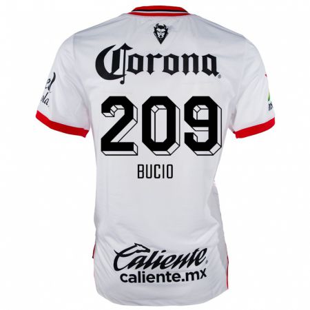 Kandiny Niño Camiseta Sebastián Bucio #209 Blanco Rojo 2ª Equipación 2024/25 La Camisa Chile