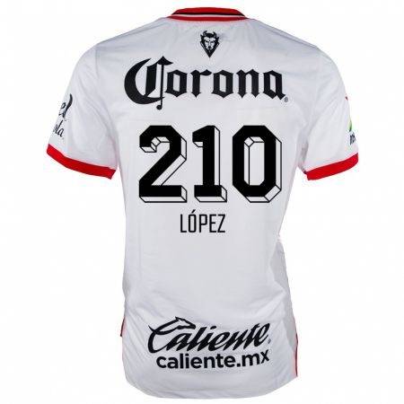 Kandiny Niño Camiseta Juan López #210 Blanco Rojo 2ª Equipación 2024/25 La Camisa Chile