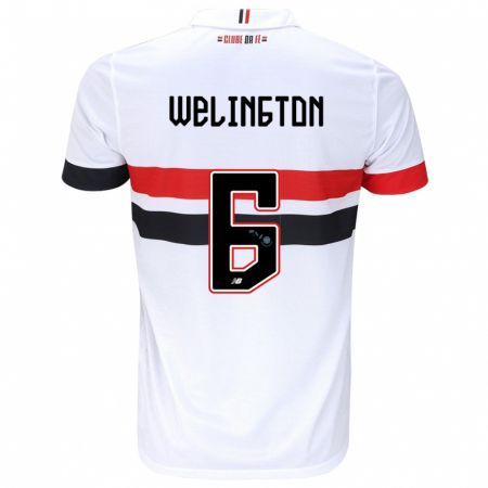 Kandiny Hombre Camiseta Welington #6 Blanco Rojo Negro 1ª Equipación 2024/25 La Camisa Chile