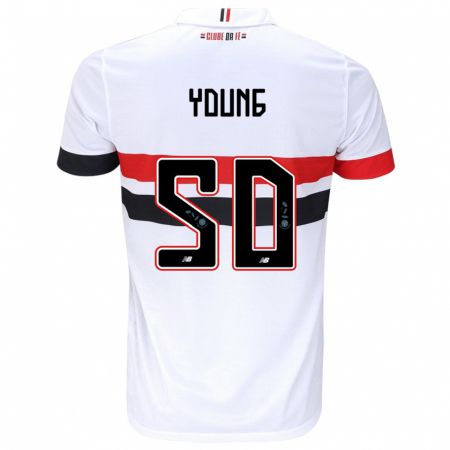 Kandiny Hombre Camiseta Young #50 Blanco Rojo Negro 1ª Equipación 2024/25 La Camisa Chile