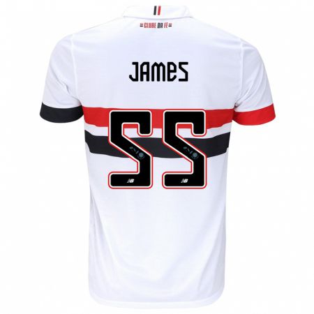 Kandiny Hombre Camiseta James Rodríguez #55 Blanco Rojo Negro 1ª Equipación 2024/25 La Camisa Chile