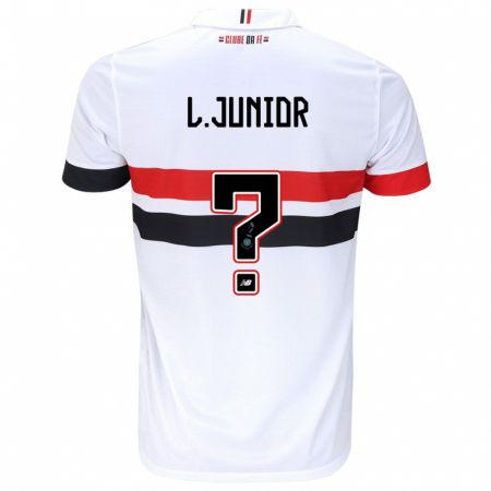 Kandiny Hombre Camiseta Luciano Junior #0 Blanco Rojo Negro 1ª Equipación 2024/25 La Camisa Chile