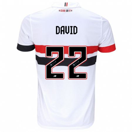 Kandiny Hombre Camiseta David #22 Blanco Rojo Negro 1ª Equipación 2024/25 La Camisa Chile