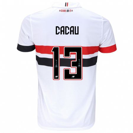 Kandiny Hombre Camiseta Cacau #13 Blanco Rojo Negro 1ª Equipación 2024/25 La Camisa Chile