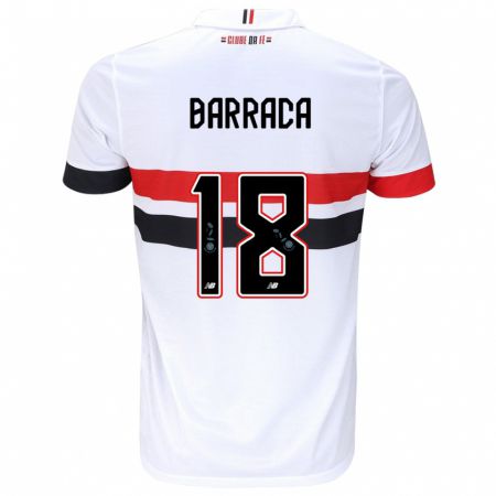 Kandiny Hombre Camiseta Barraca #18 Blanco Rojo Negro 1ª Equipación 2024/25 La Camisa Chile