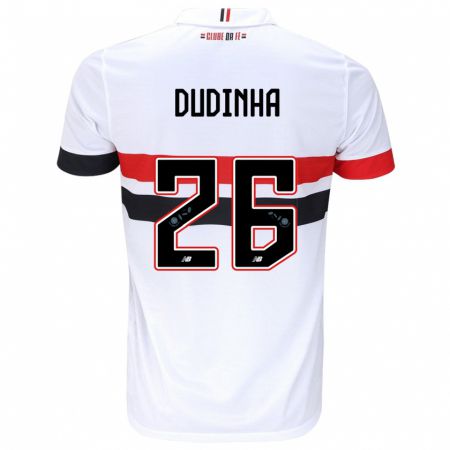 Kandiny Hombre Camiseta Dudinha #26 Blanco Rojo Negro 1ª Equipación 2024/25 La Camisa Chile