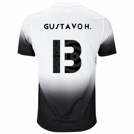 Kandiny Hombre Camiseta Gustavo Henrique #13 Blanco Negro 1ª Equipación 2024/25 La Camisa Chile