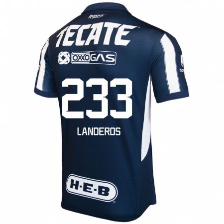 Kandiny Hombre Camiseta Jorge Landeros #233 Azul Rojo Blanco 1ª Equipación 2024/25 La Camisa Chile