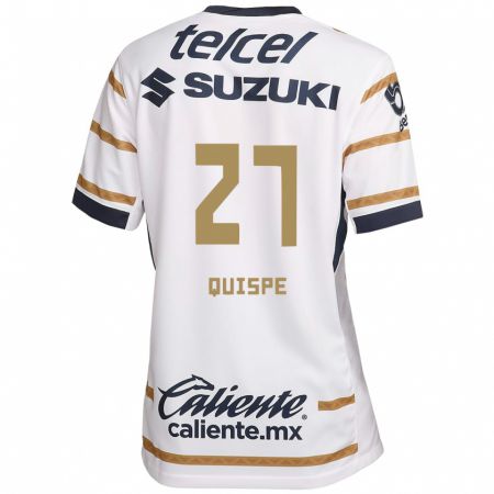 Kandiny Hombre Camiseta Piero Quispe #27 Obsidiana Blanca 1ª Equipación 2024/25 La Camisa Chile