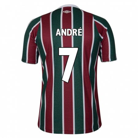 Kandiny Hombre Camiseta André #7 Verde Granate Blanco 1ª Equipación 2024/25 La Camisa Chile