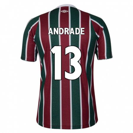 Kandiny Hombre Camiseta Felipe Andrade #13 Verde Granate Blanco 1ª Equipación 2024/25 La Camisa Chile