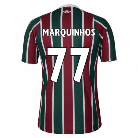 Kandiny Hombre Camiseta Marquinhos #77 Verde Granate Blanco 1ª Equipación 2024/25 La Camisa Chile