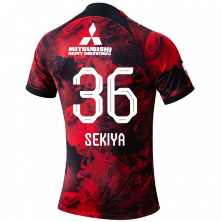 Kandiny Hombre Camiseta Hikaru Sekiya #36 Negro Rojo 1ª Equipación 2024/25 La Camisa Chile