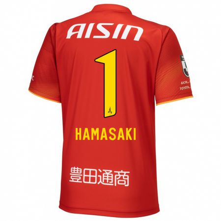 Kandiny Hombre Camiseta Shiki Hamasaki #1 Rojo Blanco Amarillo 1ª Equipación 2024/25 La Camisa Chile