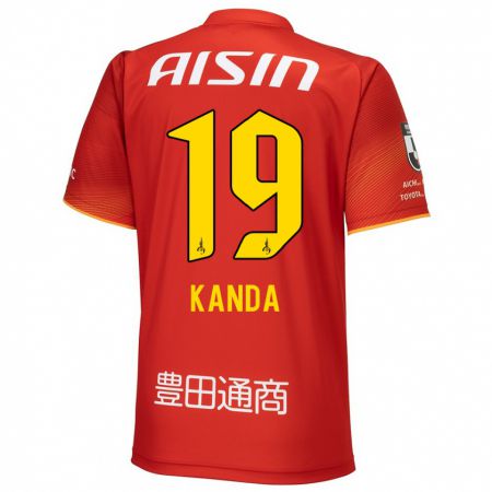 Kandiny Hombre Camiseta Ryu Kanda #19 Rojo Blanco Amarillo 1ª Equipación 2024/25 La Camisa Chile