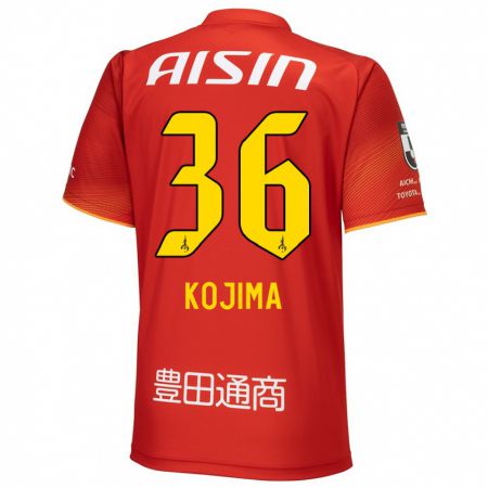 Kandiny Hombre Camiseta Aoto Kojima #36 Rojo Blanco Amarillo 1ª Equipación 2024/25 La Camisa Chile